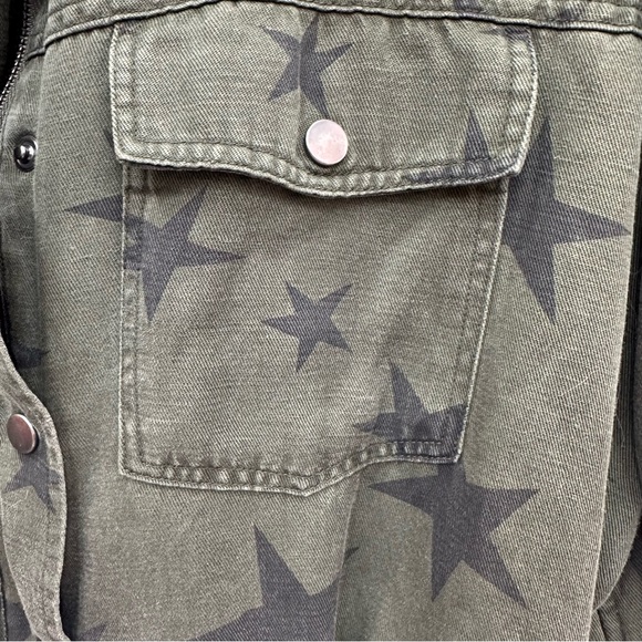RAILS Collins Jacket Sage with Black Stars Linen Blend Bomber Cropped Army Green - Picture 4 of 13